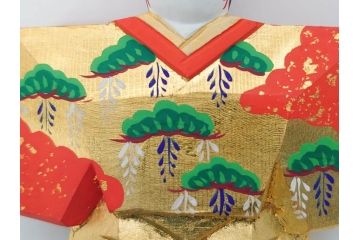春日有職　奈良人形師　五代　瀬谷桃源　一刀彫　力強い彫りと華やかな色彩が美しい立雛(ひな、ヒナ、木彫、彫刻、木製、置物、共箱付き)(R-071747)