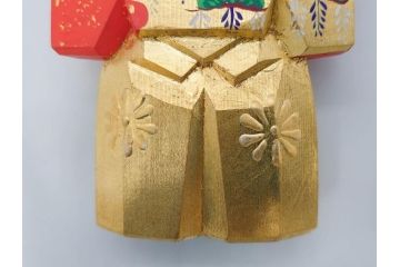 春日有職　奈良人形師　五代　瀬谷桃源　一刀彫　力強い彫りと華やかな色彩が美しい立雛(ひな、ヒナ、木彫、彫刻、木製、置物、共箱付き)(R-071747)