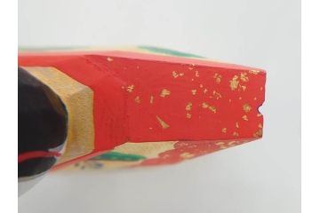 春日有職　奈良人形師　五代　瀬谷桃源　一刀彫　力強い彫りと華やかな色彩が美しい立雛(ひな、ヒナ、木彫、彫刻、木製、置物、共箱付き)(R-071747)