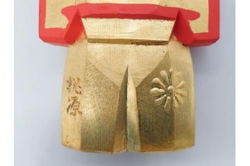 春日有職　奈良人形師　五代　瀬谷桃源　一刀彫　力強い彫りと華やかな色彩が美しい立雛(ひな、ヒナ、木彫、彫刻、木製、置物、共箱付き)(R-071747)