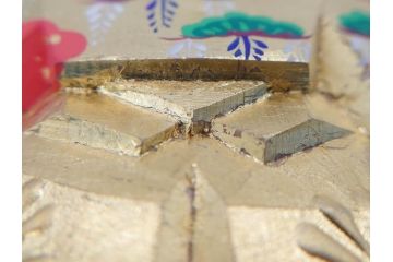 春日有職　奈良人形師　五代　瀬谷桃源　一刀彫　力強い彫りと華やかな色彩が美しい立雛(ひな、ヒナ、木彫、彫刻、木製、置物、共箱付き)(R-071747)