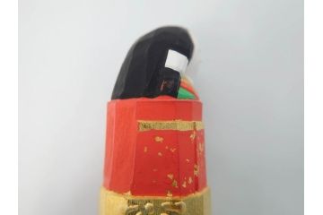 春日有職　奈良人形師　五代　瀬谷桃源　一刀彫　力強い彫りと華やかな色彩が美しい立雛(ひな、ヒナ、木彫、彫刻、木製、置物、共箱付き)(R-071747)
