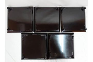 輪島塗　能州輪島　布着　扇面蒔絵　優美で上品な雰囲気漂うお膳5客セット(木製漆器、脚付き、金蒔絵、お盆)(R-071749)
