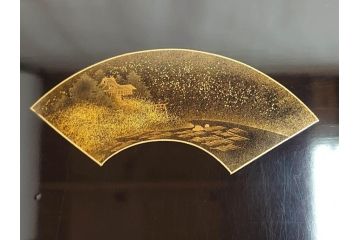 輪島塗　能州輪島　布着　扇面蒔絵　優美で上品な雰囲気漂うお膳5客セット(木製漆器、脚付き、金蒔絵、お盆)(R-071749)
