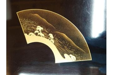 輪島塗　能州輪島　布着　扇面蒔絵　優美で上品な雰囲気漂うお膳5客セット(木製漆器、脚付き、金蒔絵、お盆)(R-071749)