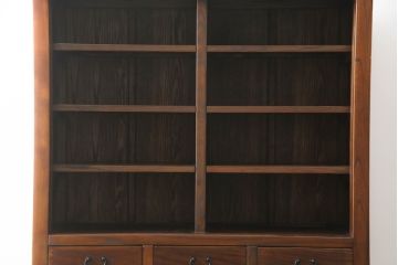 中古　美品　高級品!!　国産職人手造り　タモ材　框組み　上質な和の空間を演出する水屋箪笥サイドボード(食器棚、収納棚、戸棚、茶箪笥、サイドキャビネット、店舗什器)(R-071787)
