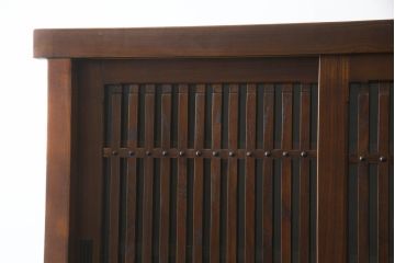 中古　美品　高級品!!　国産職人手造り　タモ材　框組み　上質な和の空間を演出する水屋箪笥サイドボード(食器棚、収納棚、戸棚、茶箪笥、サイドキャビネット、店舗什器)(R-071787)