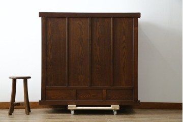 中古　美品　高級品!!　国産職人手造り　タモ材　框組み　上質な和の空間を演出する水屋箪笥サイドボード(食器棚、収納棚、戸棚、茶箪笥、サイドキャビネット、店舗什器)(R-071787)