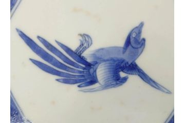 江戸期　上手物　古伊万里　染付　約21cm　6.9寸　職人による丁寧な絵付けに魅了される十二角皿2枚セット(和食器、和皿、中皿、変形皿、鳥、六寸九分)(R-071808)