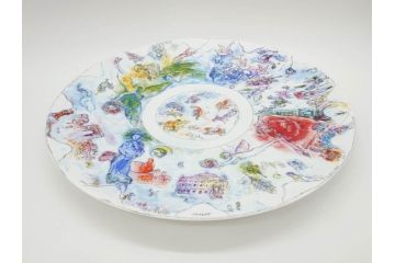 フランス　BERNARDAUD(ベルナルド)　マルク・シャガール・コレクション　パリ・オペラ座 1963　約36cm　多種多様な美しい絵柄が神秘的な雰囲気を醸し出すクーププレート(天井絵、大皿、飾り皿)(R-071809)