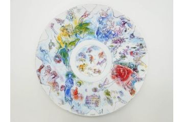 フランス　BERNARDAUD(ベルナルド)　マルク・シャガール・コレクション　パリ・オペラ座 1963　約36cm　多種多様な美しい絵柄が神秘的な雰囲気を醸し出すクーププレート(天井絵、大皿、飾り皿)(R-071809)