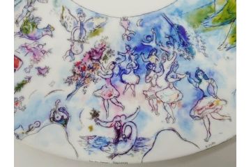 フランス　BERNARDAUD(ベルナルド)　マルク・シャガール・コレクション　パリ・オペラ座 1963　約36cm　多種多様な美しい絵柄が神秘的な雰囲気を醸し出すクーププレート(天井絵、大皿、飾り皿)(R-071809)
