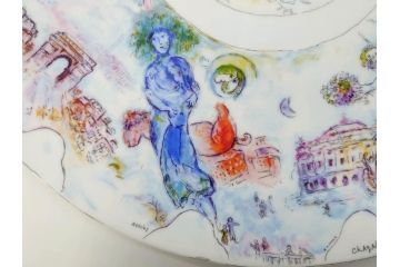 フランス　BERNARDAUD(ベルナルド)　マルク・シャガール・コレクション　パリ・オペラ座 1963　約36cm　多種多様な美しい絵柄が神秘的な雰囲気を醸し出すクーププレート(天井絵、大皿、飾り皿)(R-071809)