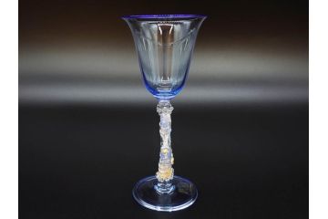 イタリア　ムラノガラス　ベネチアンガラス　金彩　細やかな意匠が美しいワイングラス2客セット(ヴェネチアングラス、MURANO、ムラーノガラス、作家物)(R-071814)