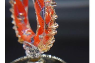 イタリア　ムラノガラス　ベネチアンガラス　金彩　細やかな意匠が美しいワイングラス2客セット(ヴェネチアングラス、MURANO、ムラーノガラス、作家物)(R-071814)