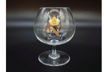 フランス　Baccarat　バカラ　ナポレオン　金彩　ブランデー　コニャック　シンプルながらも上品な雰囲気溢れるグラス2客セット(王冠、ワイン、冷酒、梅酒、フルレッドクリスタルガラス)(R-071818)