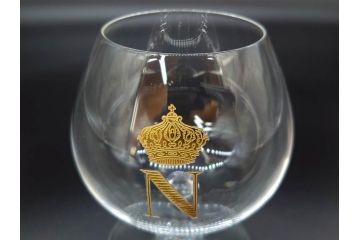 フランス　Baccarat　バカラ　ナポレオン　金彩　ブランデー　コニャック　シンプルながらも上品な雰囲気溢れるグラス2客セット(王冠、ワイン、冷酒、梅酒、フルレッドクリスタルガラス)(R-071818)