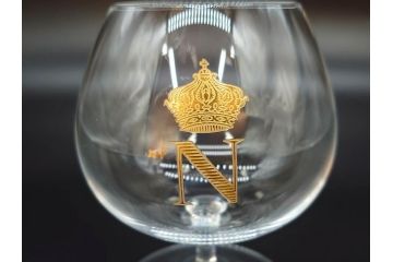 フランス　Baccarat　バカラ　ナポレオン　金彩　ブランデー　コニャック　シンプルながらも上品な雰囲気溢れるグラス2客セット(王冠、ワイン、冷酒、梅酒、フルレッドクリスタルガラス)(R-071818)