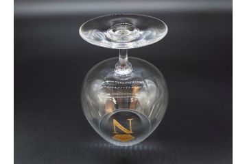 フランス　Baccarat　バカラ　ナポレオン　金彩　ブランデー　コニャック　シンプルながらも上品な雰囲気溢れるグラス2客セット(王冠、ワイン、冷酒、梅酒、フルレッドクリスタルガラス)(R-071818)