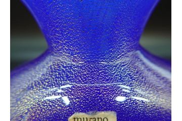 イタリア　ムラノガラス　ベネチアンガラス　珍しいデザインと鮮やかな色合いが目を惹くフラワーベース(ムラーノガラス、MURANO、花瓶、花器、花入、作家物)(R-071819)