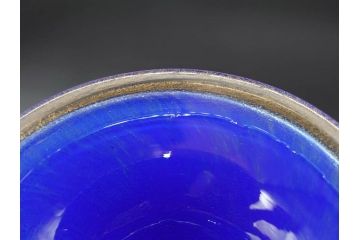 イタリア　ムラノガラス　ベネチアンガラス　珍しいデザインと鮮やかな色合いが目を惹くフラワーベース(ムラーノガラス、MURANO、花瓶、花器、花入、作家物)(R-071819)