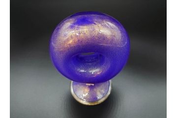 イタリア　ムラノガラス　ベネチアンガラス　珍しいデザインと鮮やかな色合いが目を惹くフラワーベース(ムラーノガラス、MURANO、花瓶、花器、花入、作家物)(R-071819)
