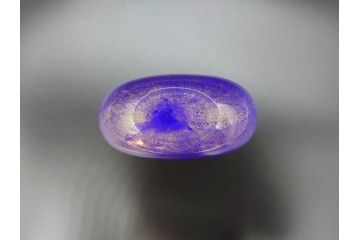 イタリア　ムラノガラス　ベネチアンガラス　珍しいデザインと鮮やかな色合いが目を惹くフラワーベース(ムラーノガラス、MURANO、花瓶、花器、花入、作家物)(R-071819)