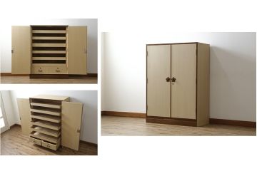 中古　名門　東京日本橋　美術家具　「菊座桑引手」で有名な西谷製の高級桐箪笥(並厚、和タンス、衣装箪笥、桐たんす、着物箪笥、衣装盆、引き出し、チェスト)(R-071823)