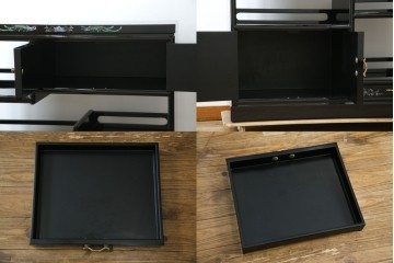 中古　美品!!　高級民芸家具　華やかな螺鈿(らでん)細工が目を引く飾り棚　(R-071825)