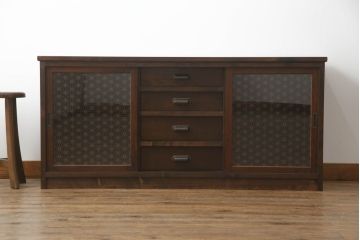 ラフジュ工房オリジナル　古建具リメイク　レーザー組子デザイン　レトロな空間を演出するテレビボード(テレビ台、サイドボード、収納棚、戸棚、リビングボード)(R-071827)