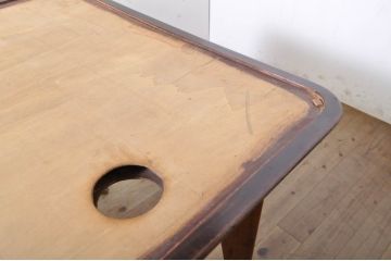 イタリアビンテージ　Lloyd's Antiques(ロイズ・アンティークス)取り扱い　ローズウッド材　すっきりとしたデザインが美しいモダンなガラストップダイニングテーブル(食卓、4人掛け、6人掛け、ヴィンテージ)(R-071876)