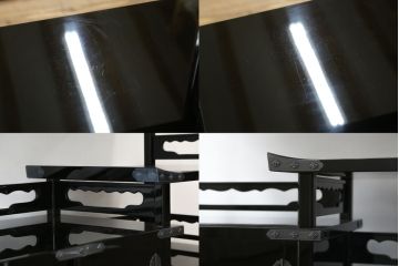 中古　超美品　輪島塗り　漆芸作家　柿木章作　風景の細やかな描写に惹き込まれる飾り棚(茶棚、違い棚、収納棚、戸棚)(定価約1000万円超)(R-071892)