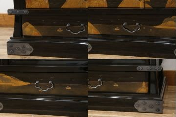 中古　超美品　輪島塗り　漆芸作家　柿木章作　風景の細やかな描写に惹き込まれる飾り棚(茶棚、違い棚、収納棚、戸棚)(定価約1000万円超)(R-071892)