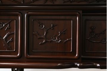 和製ビンテージ　紫檀(シタン)材　艶のある木の質感と深い色味が魅力的な飾り棚(茶棚、違い棚、戸棚、収納棚、ヴィンテージ)(R-071893)