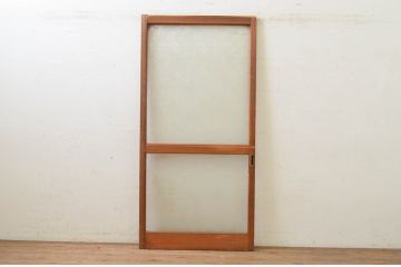アンティーク建具　昭和レトロな空間づくりにおすすめなレトロガラス入り引き戸1枚(ガラス戸)(R-071894)