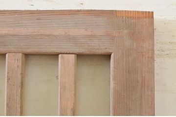 アンティーク建具　和の雰囲気が魅力的な格子入りのガラス玄関戸1枚(引き戸、格子戸、ガラス戸)(R-071895)