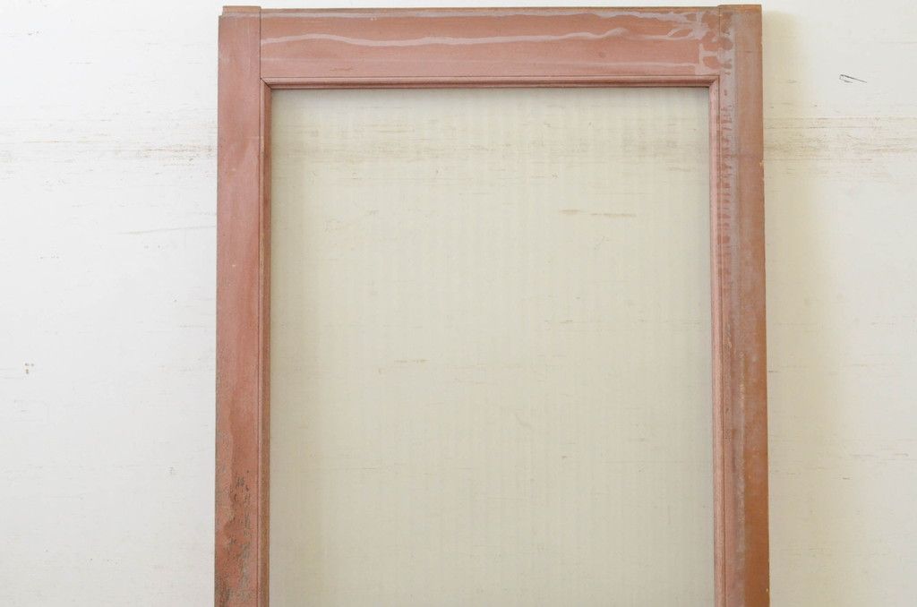 アンティーク建具 ペイント仕上げ限定 昭和レトロな雰囲気を高める銀モールガラス入り引き戸1枚(ガラス戸)(R-071896)