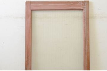 アンティーク建具 ペイント仕上げ限定 昭和レトロな雰囲気を高める銀モールガラス入り引き戸1枚(ガラス戸)(R-071896)