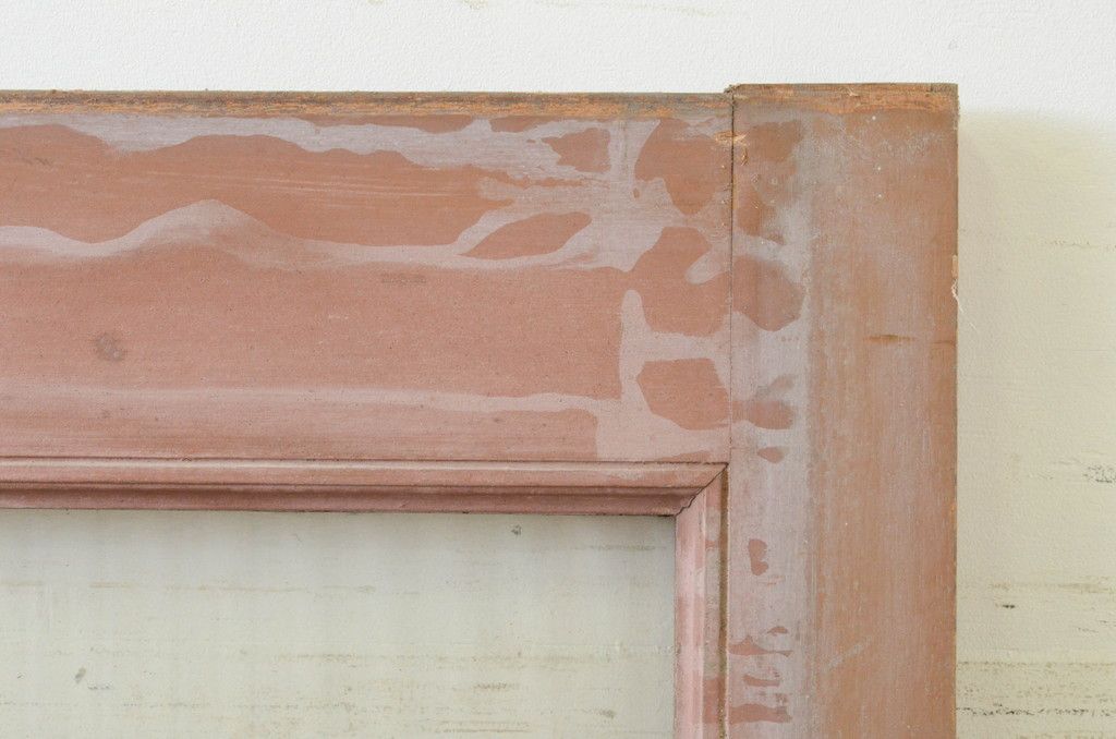 アンティーク建具 ペイント仕上げ限定 昭和レトロな雰囲気を高める銀モールガラス入り引き戸1枚(ガラス戸)(R-071896)