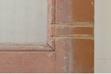 アンティーク建具 ペイント仕上げ限定 昭和レトロな雰囲気を高める銀モールガラス入り引き戸1枚(ガラス戸)(R-071896)