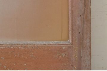 アンティーク建具 ペイント仕上げ限定 昭和レトロな雰囲気を高める銀モールガラス入り引き戸1枚(ガラス戸)(R-071896)