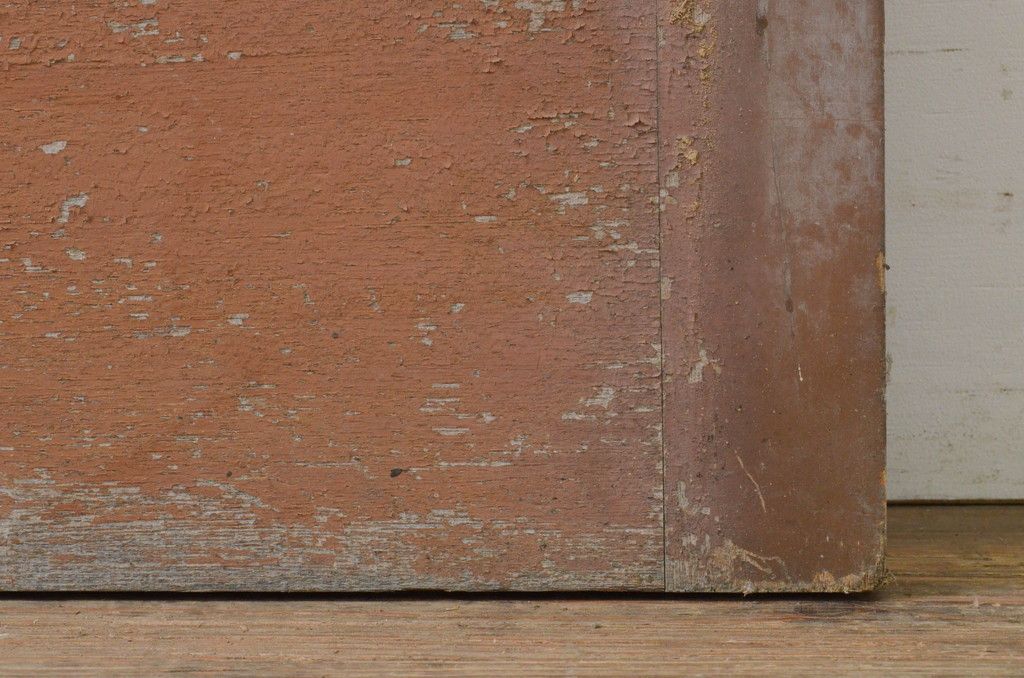 アンティーク建具 ペイント仕上げ限定 昭和レトロな雰囲気を高める銀モールガラス入り引き戸1枚(ガラス戸)(R-071896)