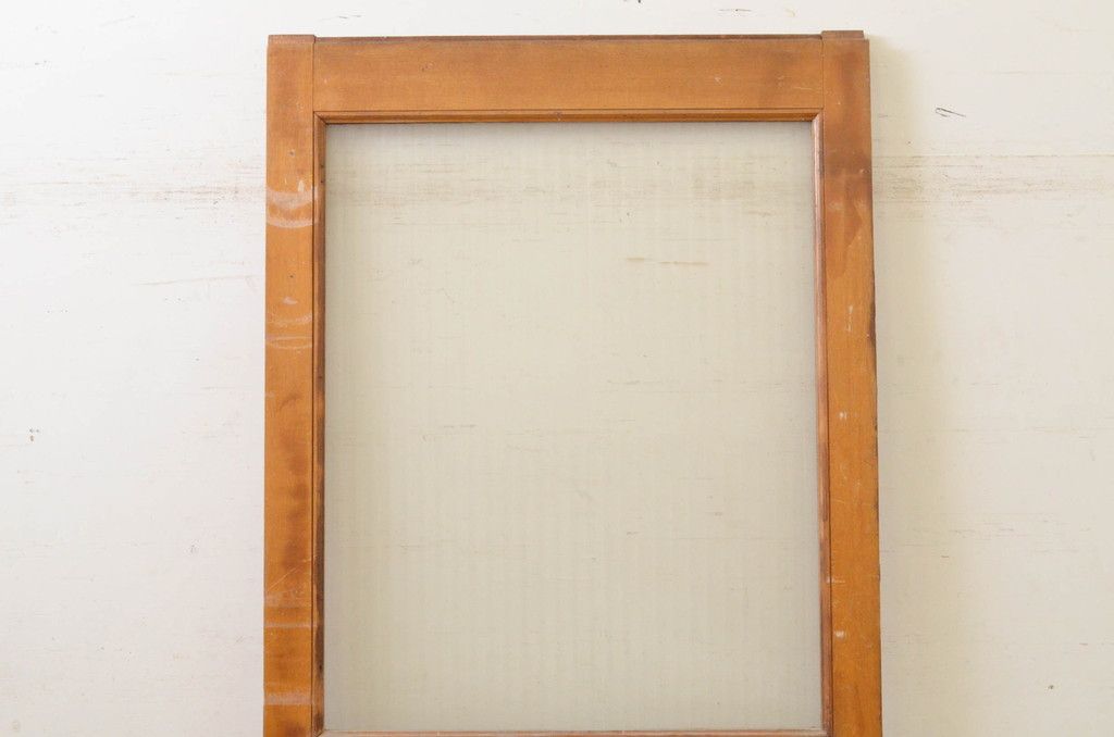 アンティーク建具 ペイント仕上げ限定 昭和レトロな雰囲気を高める銀モールガラス入り引き戸1枚(ガラス戸)(R-071896)