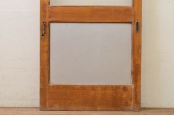 アンティーク建具 ペイント仕上げ限定 昭和レトロな雰囲気を高める銀モールガラス入り引き戸1枚(ガラス戸)(R-071896)