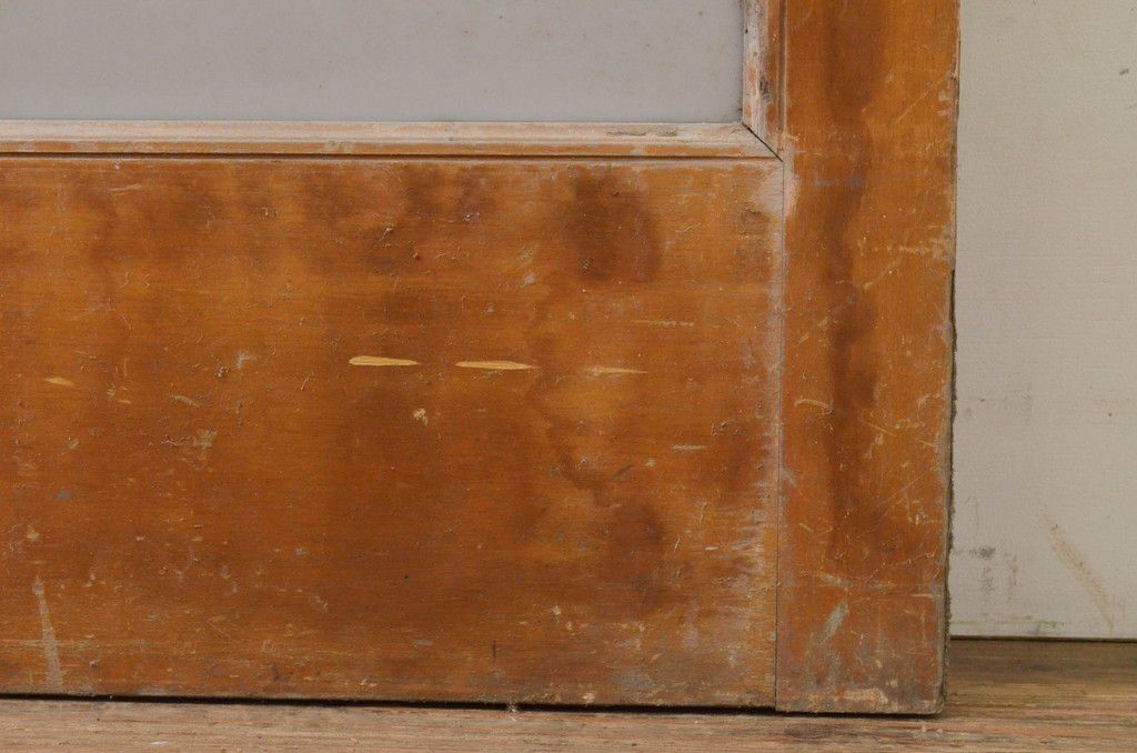 アンティーク建具 ペイント仕上げ限定 昭和レトロな雰囲気を高める銀モールガラス入り引き戸1枚(ガラス戸)(R-071896)