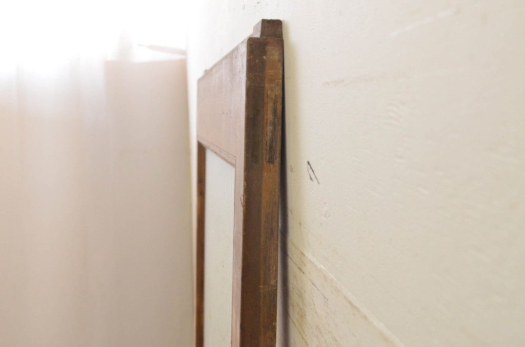 アンティーク建具 ペイント仕上げ限定 昭和レトロな雰囲気を高める銀モールガラス入り引き戸1枚(ガラス戸)(R-071896)