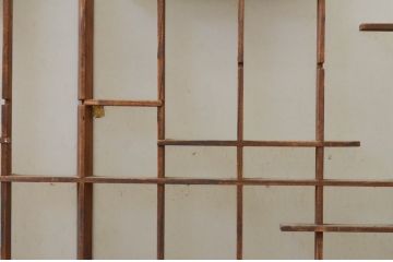 アンティーク建具　片面ガラス　和の空間を演出する組子入り窓1枚(明り取り、明かり取り、ガラス戸、ガラス窓)(R-071897)