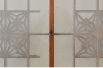 アンティーク建具　片面ガラス　和の空間を演出する組子入り窓1枚(明り取り、明かり取り、ガラス戸、ガラス窓)(R-071897)