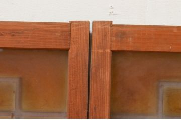 アンティーク建具　古い木味が魅力的なガラス窓2枚セット(引き戸、ガラス戸)(R-071899)