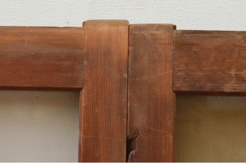 アンティーク建具　古い木味が魅力的なガラス窓2枚セット(引き戸、ガラス戸)(R-071900)
